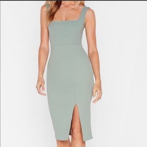 NWT Nasty Gal sage green midi dress